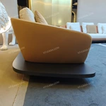 Modern Curved Luxury Sectional Sofa Collection with Integrated Display Side Table, Premium Leather & Fabric Upholstery